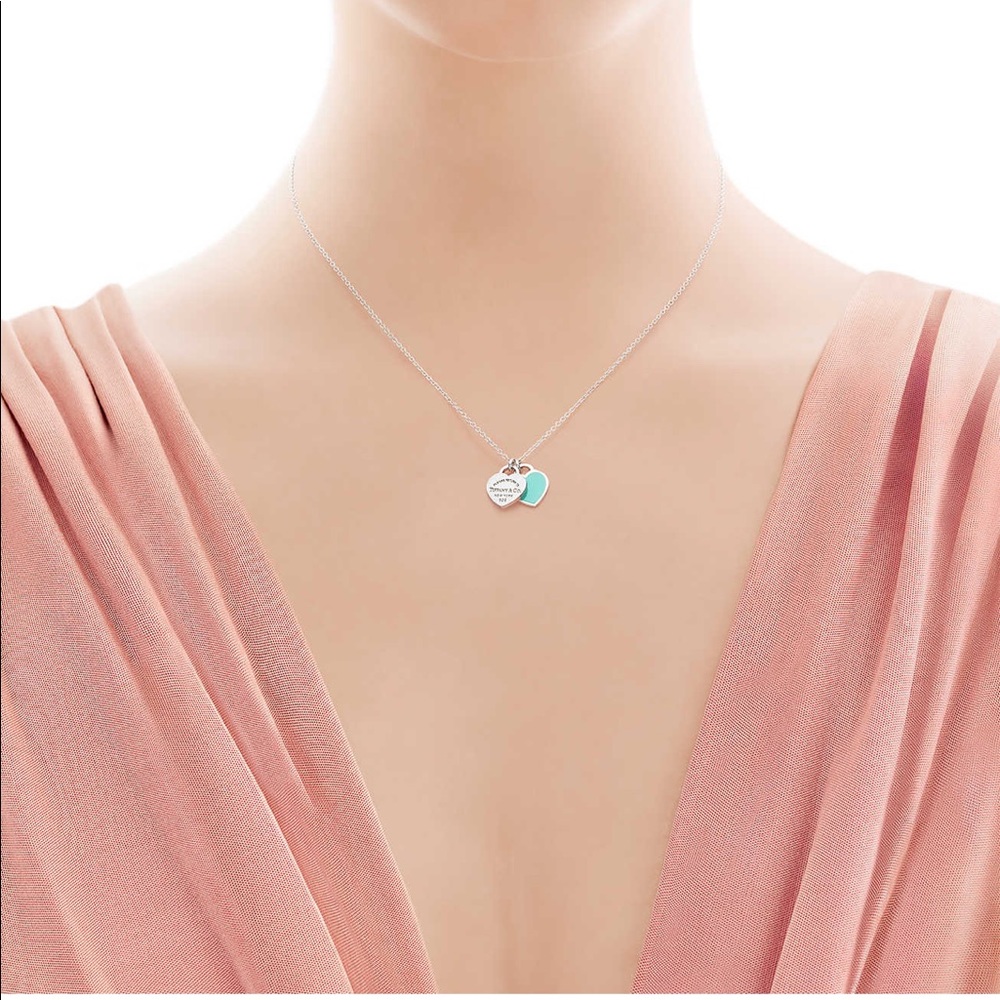 Tiffany Mini Double Heart Tag Pendant 🌟